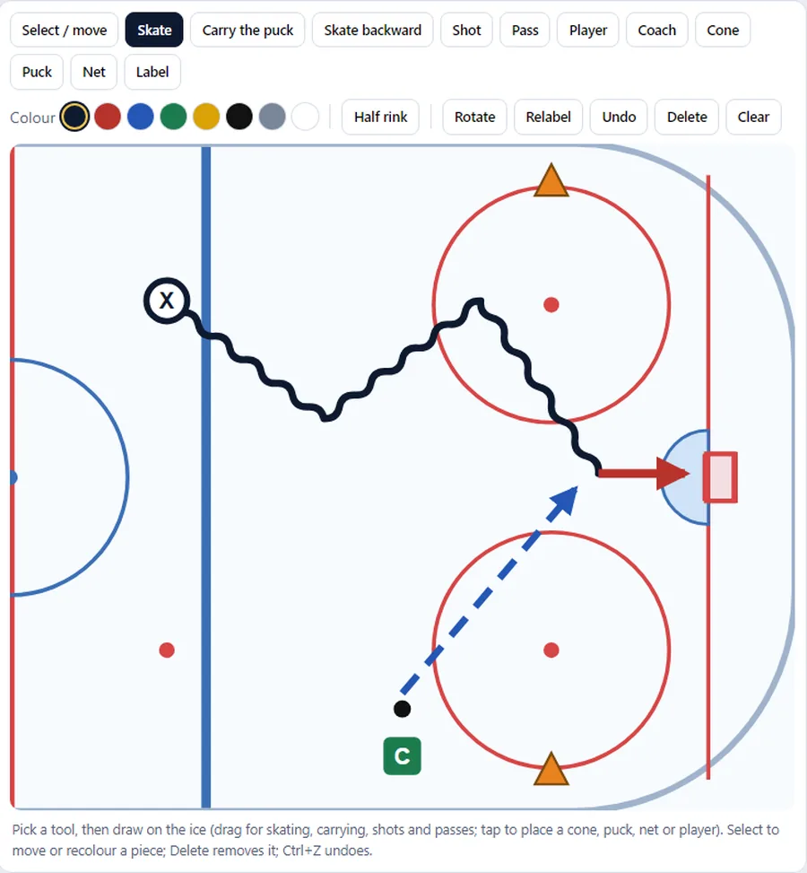 A drill drawn in the Practice Builder